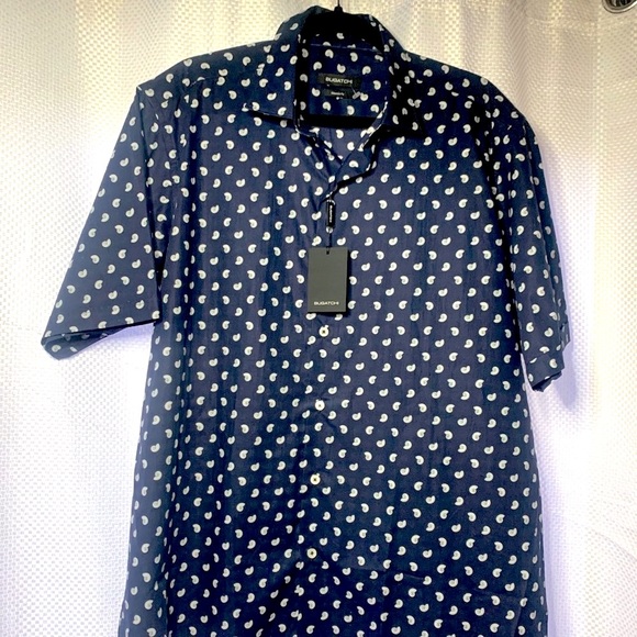 Bugatchi Men’s Classic Fit Short Sleeve shirt Size Large, Deep Navy colour - Picture 2 of 8